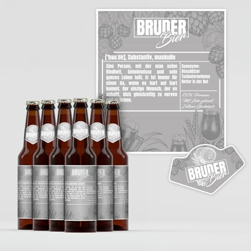 Yabaduu Bieretiketten selbstklebende Aufkleber für Bierflaschen Flaschenetiketten Geschenk für Geburtstag Hochzeiten Weihnachten Partys Sticker wasserfest Y077 (6 Stück, 08 Bruder)