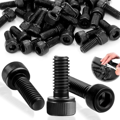 SWTYExt 60 Stk Zylinderschrauben M6x16mm Innensechskant Schrauben Schwarz | M6 Zylinderkopfschrauben, DIN 912, Inbusschrauben, Kohlenstoffstahl, Gewindeschrauben, Sechskantschrauben, für Reparieren