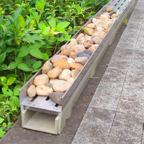 Revêtement de drainage de jardin – Grille d'évier de pluie avec drainage rainuré pour terrasse extérieure, paysage, solutions de drainage de la pluie et revêtement de drainage efficace