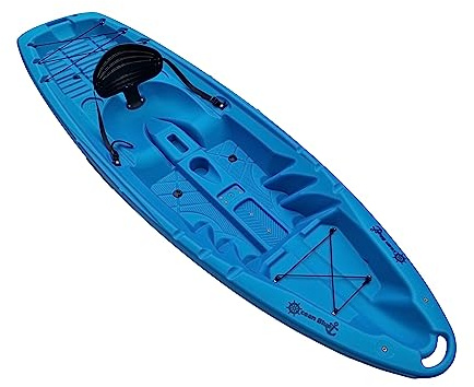 Single Sit On Top Kayak - Choice of Colour, Paddle & Trolley (2.5M One Person Rigid Solo Kayaking) (Blue, No Trolley & No Paddle)