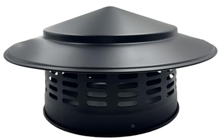 Yuqim 6 Black Round Chimney Cap with Cone Top Stainless Steel Fireplace Chimney Cover Rain Caps for Outside