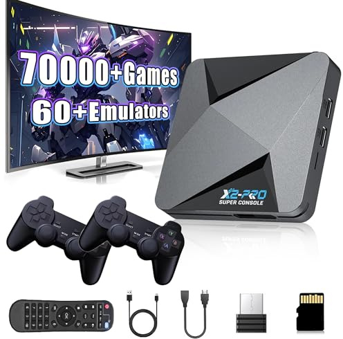 Super Console X2 Pro Console di gioco retrò,EmuELEC4.6+ Android TV 9.0,70000+ giochi,console per videogiochi con oltre 60 emulatori,Plug and Play,uscita 4K HD,WiFi 2.4+5G Regalo per adulti(256G)