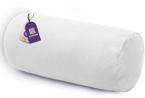 Luxoon Housse de traversin avec fermeture éclair, 100 % coton, douce, lavable et passe au sèche-linge, 15 x 40 cm, blanc