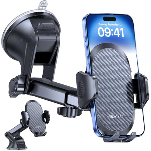 miracase Handyhalterung Auto[Verbesserter Saugnapf] Handyhalter fürs Auto 360° Drehbar, Armaturenbrett Windschutzscheibe Lautsprecher Halterung für iPhone Galaxy Alle Smartphones Classic