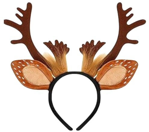 Yumneo Weihnachten Geweih Stirnband, Realistisches Geweih Niedlich Weihnachten Stirnband Tierohren für Cosplay Hirsch Kostüm Zubehör Boppers Hüte für Urlaub