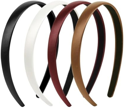 Xanthelle Haarreifen Damen, 4 Stück Samt Haarreif für Damen, Rutschfeste Haarbänder & Headband, Trendige Vintage in Braun, Rot & Schwarz