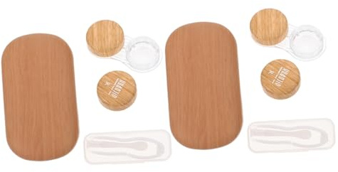 Beaupretty Vintage Leather Contact Case Large Dual Compartments Portable Travel Box for Eye Care Storage and Organizer Light Brown