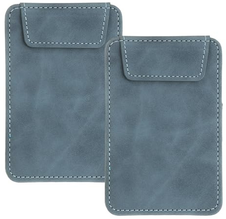 QUARKZMAN 2er Pack Mini Klemmbrett 5 x 3 Leder Klein Mini Größe Blau | Magnetisches Schreibtischbrett, Mit Stiftehalter, Für Büro Restaurant Und Hotel