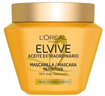 L'Oréal Paris, Mascarilla Nutritiva, 10x Más Nutrición, Con Complejo Nutritivo de Aceite de Camelia, Para Cabello Seco, Elvive Extraordinary Oil, 310 ml