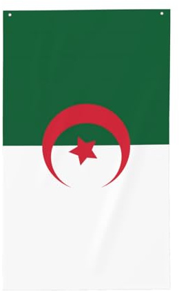 Drapeau de l'Algérie. Drapeau vertical d'extérieur en polyester résistant à la décoloration avec œillets, décoration de jardin, balcon