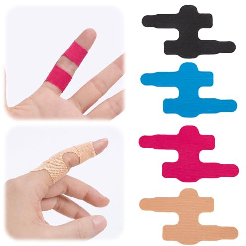 12 Stück Kinesiologie Tape Finger für Fingerstütze (Modell mit 2 Riemen) | elastisches Fingertape, Kinesiotapes vorgeschnitten, Tape Sport für Arthritis, Sehnenentzündungen und Schmerzlinderung