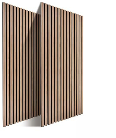 Relaxdays Akustikpaneele, 2er Set, 120 x 60 cm, natur | Schalldämmung & Wandverkleidung, Eiche Furnier, Wandpaneele