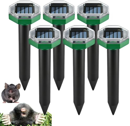 LYPPUL 6 Stück Solar Maulwurf Vertreiber, solar Maulwurfschreck, Ultraschall Maulwurfschreck, solars Maulwurfvertreiber, Maulwurfbekämpfung für Garten, Rasen, Wühlmäuse, Bodentiere, Ameisen Schlangen