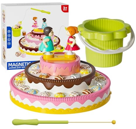 Kids Fishing Toy,Magnetic Electric Rotating Musical Cake Interactive Toys | Board Fishing Game | for Preschool Classroom Homeschooling Early Childhood Travel Home Patio