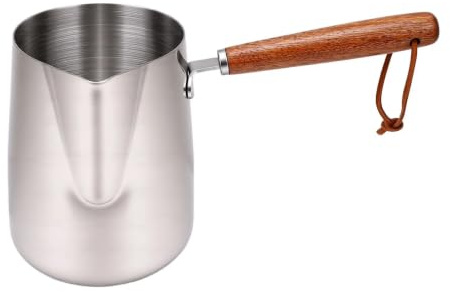 Bricco montalatte, acciaio inox 304, manico in palissandro