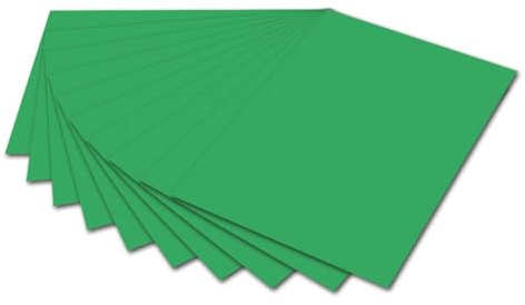 folia 6154 Lot de 10 feuilles de carton photo vert émeraude, 50 x 70 cm, 300 g/m², pour le bricolage et la création de cartes, images de fenêtre et pour le scrapbooking