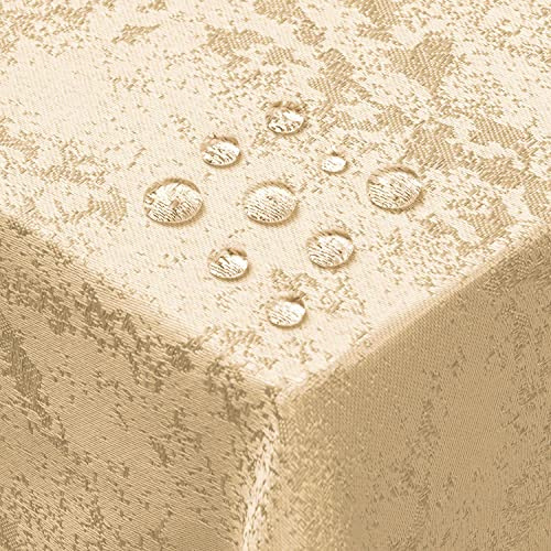 Jacquard Tischdecke Granit Tischdecke Eckig Champagner 90 x 90 cm Meliert mit Lotus Effekt Größe & Farbe wählbar