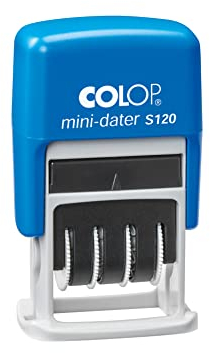 COLOP Mini-Dater S 120, Datum in deutsch (ZB 25. NOV. 2025), Abdruck blau, im Faltkarton, 6 x 5 x 2 cm