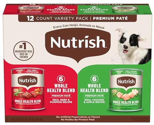 Rachael Ray Nutrish Premium Pate Wet Dog Food, Chicken and Beef Variety Pack, 13 Ounce Cans (Pack of 12)