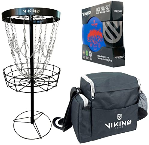 Viking Discs Discover Discgolf-Bundle – Outdoor-Spaß Für Erwachsene Und Kinder | Inklusive Discgolfkorb und Tasche | Putter, Mittelklasse, Fairway-Fahrer, Distanzfahrer