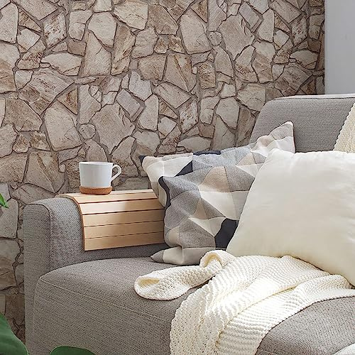 A.S. Création Bricks & Stones 389343 Papier peint intissé en pierre naturelle Marron Gris - 10,05m x 0,53m -