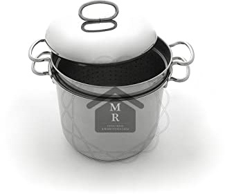 SPAGHETTIERA PASTAIOLA CON CESTELLO ACCIAIO INOX LINEA INOXTHERM (Spaghettiera cm. 24)