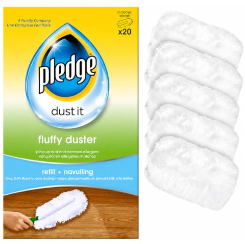 DTD QUALITY MATTERS Pack of 20 Pledge Fluffy Dusters Refill Pack Long Fluffy Fibres For Easier Dusting | Pick Up Dust & Common Allergens Replacement For Pledge Dusters Refills, White (20)