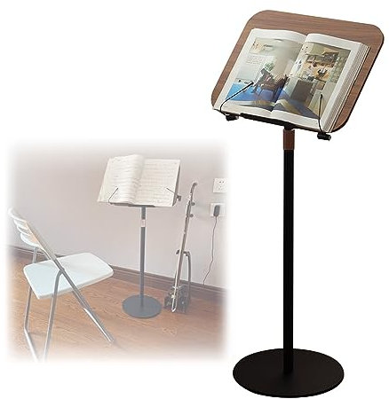 WORDFUN Notenständer Einstellbar, Notenpult Gitarre Aus Holz, Notenbuchständer, Höhenverstellbar 64-122 cm, 180°drehbar, Notenhalter, Orchester-Notenpult, Leseständer, Stabil