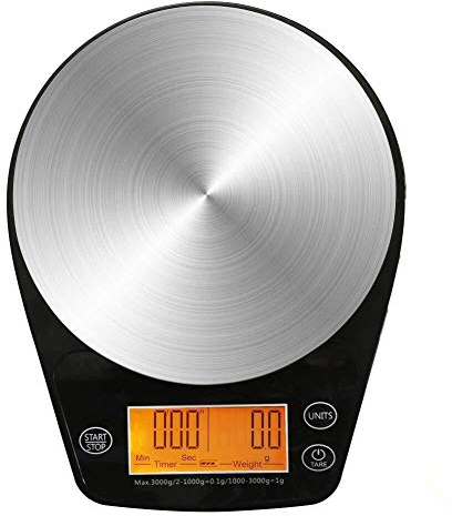Balances multifonctions, balance de cuisine électronique numérique portable, balance de café de cuisson LCD numérique en acier inoxydable avec minuterie 0,1 g-3000 g balance de café en acier inoxydabl