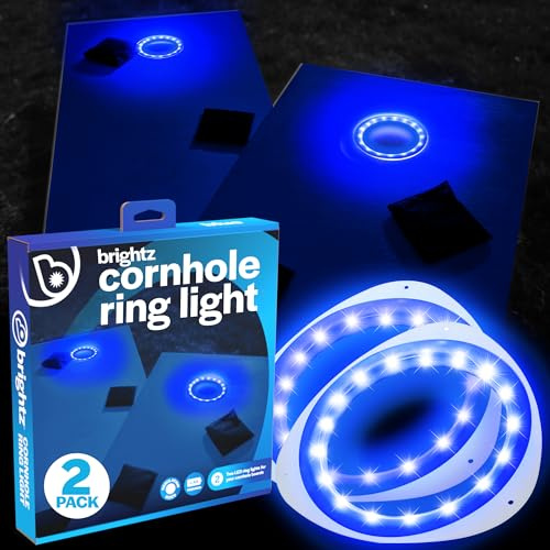 Brightz Cornhole Ring Lights 2-Pack - LED Cornhole Set Lights for Hole and Board - Outdoor & Backyard Games (Blue)
