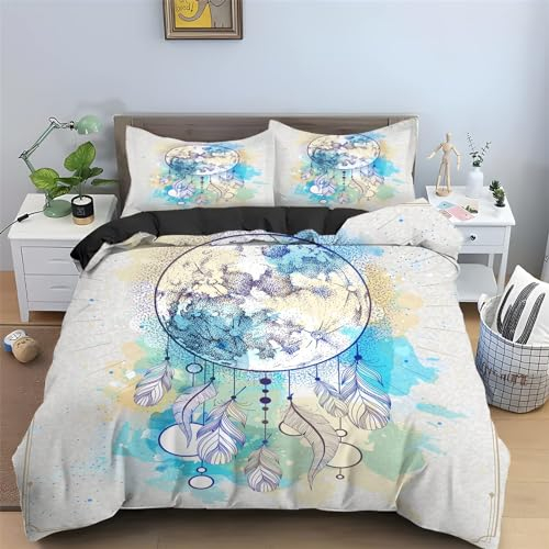 Bettwäsche 135x200 TraumfäNger Muster Weich Bequem Atmungsaktiv Hypoallergen 3D Sommerbettwäsche Bettwäsche Set + 1 Kissenbezug 80x80 cm,Geeignet für Jungen Mädchen Kinder