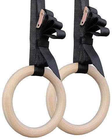 Primal Internet GmbH Premium Turnringe Holz für Kinder & Erwachsene | Gymnastikringe 28mm Wettkampf-Norm & 32 mm | Turn Ringe Indoor (32 mm)