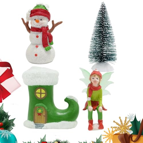 Estatua Navideña De Resina, Figuras Navideñas Iluminadas | Estatua De Resina Para Fiestas, Decoraciones Navideñas, Manualidades Navideñas | Decoraciones Paisajísticas Figuras En Miniatura Que Brillan