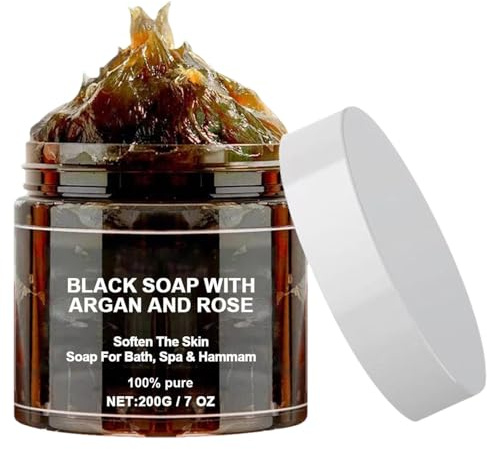 Morocco Black Beldi Savon – Savon noir à l'argan et à la | Savon corporel à l'argan, à la – Savon noir fricain pour homme et femme pour voyage, maison, voyages d'affaires, camping