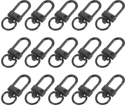 sourcing map Karabinerverschlüsse, 33 mm, kleine drehbare Schlüsselbänder, Karabinerhaken, DIY-Zubehör für Taschen, Schlüsselanhänger, Basteln, Schwarz, 15 Stück
