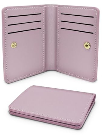AfitLulu Kleines Geldbörse Damen Ultradünne Portemonnaie, Einfarbig Geldbörsen Kompakt Geldbeutel mit Schnappverschluss für 8 Kreditkartenschlitze und 1 Banknotenschlitz (Lila)
