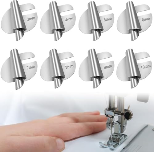 8PCS Piedino per Orlo Arrotolato,3-10mm Piedino per Orlo Arrotolato Universal,Piedino Orlatore Universale Arrotolato per Cucire,Piedini per Macchine da Cucire Domestiche e Industriali