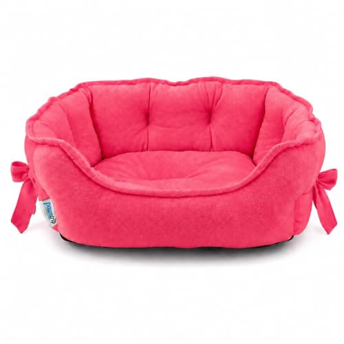 pawstrip Niedliches Prinzessinnen-Hundebett, rosa Welpenbett für kleine Hunde, atmungsaktiv, Katzen-Couch, Schleife, Haustierkissen, bequemes Kätzchennest, Mädchen, Hundesofa, wasserdichte Unterseite