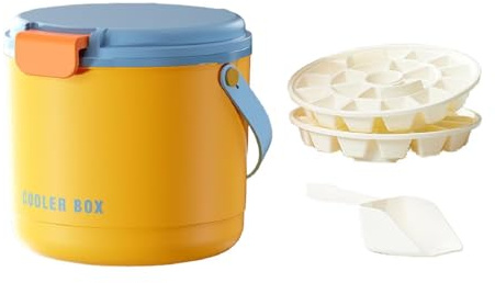 Milageto Insulated Ice Bucket Ice Tray 2.6L with Lid and Handle Indoor Outdoor Box Storage Bin for BBQ Picnic Dining Restaurant, Yellow