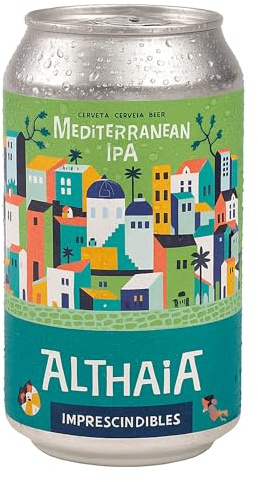 Althaia Mediterranean IPA – Cerveza Artesanal Estilo IPA – 6,5% Alc – Lata 33cl – Tropical, Resinosa y Galardonada (Pack 6 latas, 6, unidad)
