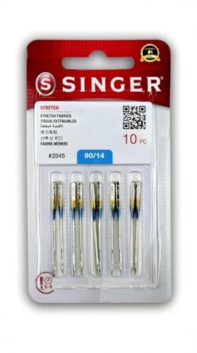 Singer 10 Nähmaschinennadeln Stretch Jersey 130/705H Stärke 90 für Haushaltsnähmaschinen