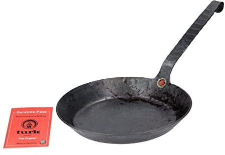 Turk 65526 Poêle en Fer forgée avec Manche Plat en Forme de Crochet Diamètre 26 cm