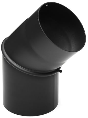 raik Rauchrohrbogen 3-teilig 200 mm 90° einseitig gezogen Schwarz aus Stahl 2 mm Wandstärke Made in EU temperaturbeständig bis 600 °C für sichere Verbindung zwischen Kamin und Schornstein