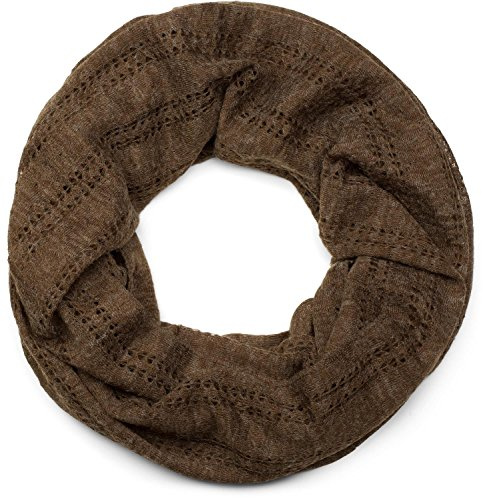 styleBREAKER sciarpa scaldacollo con motivo a maglia larga, sciarpa ad anello vintage, foulard, unisex 01017045, colore:Marrone scuro