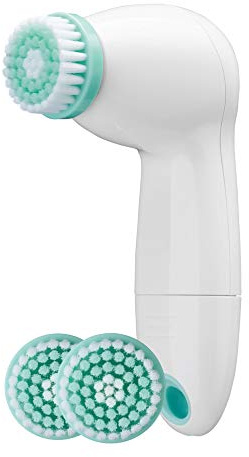 True Glow by Conair Battery Operated Facial Cleansing Brush, Sonic Face Scrubber with 3 Brush Heads, Waterproof Skin Care Tool, Model FCB6