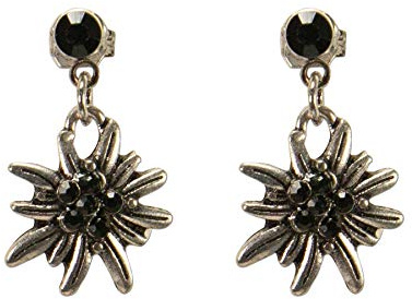 Alpenflüstern Trachten-Ohrstecker hängend Strassedelweiss mini - Damen-Trachtenschmuck, Trachten-Ohrringe in traditionellen Farben DOR046