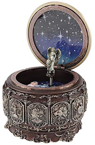 MAGT Caja Musical Vintage de 12 Constelaciones Con Luces LED y Diosa Giratoria - Clásica Para Regalo (Leo)