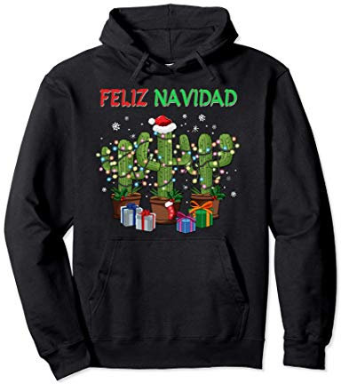 Felix Navidad Cactus Christmas Tree Lights Mexican Cactus Sudadera con Capucha