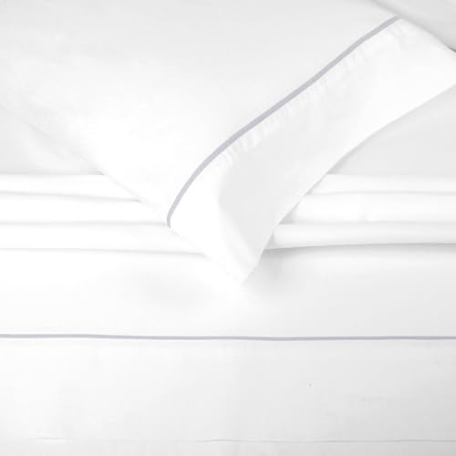 Burrito Blanco | Juego de Sábanas |Mezcla de Algodón | para Cama Individual de 90 cm(+Medidas Disponibles) |3 Piezas (Encimera, Funda de Almohada y Sábana Bajera) |Color Blanco/Gris 241 (80x190/200cm)