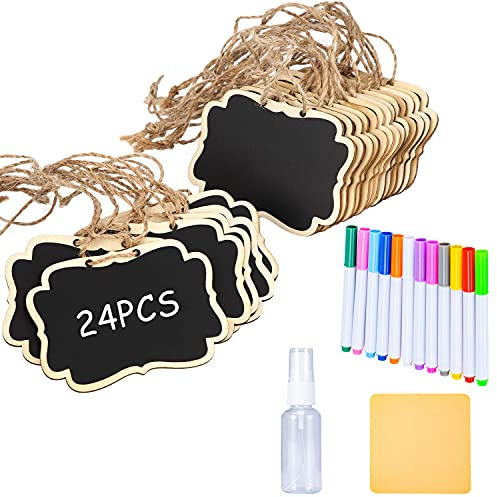 Wiederverwendbare Mini-Kreidetafeln aus Holz, abwischbar, mit Schnur zum Aufhängen, doppelseitig, geeignet für Nachrichtenschilder, Hochzeiten, Tischkarten, Geburtstagsfeiern, Tischnummern, Pflanzen